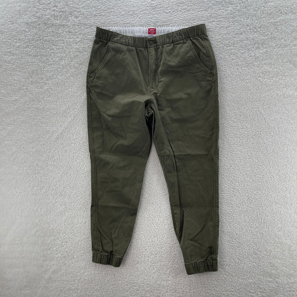 Levis Pants Mens Large Green XX Chino Joggers Taper Stretch Preppy Casual Cuffed